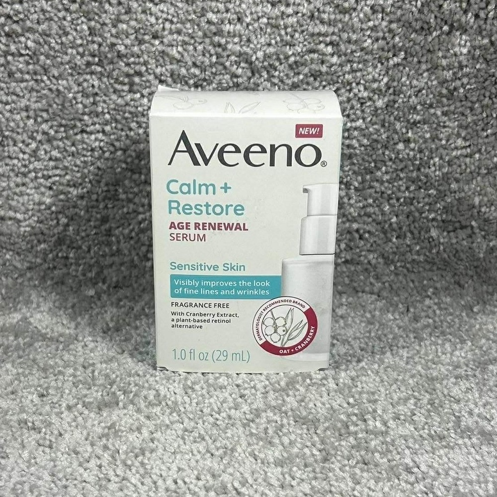 Aveeno Calm + Restore Age Renewal Serum Sensitive Skin Fragrance Free 1.0oz